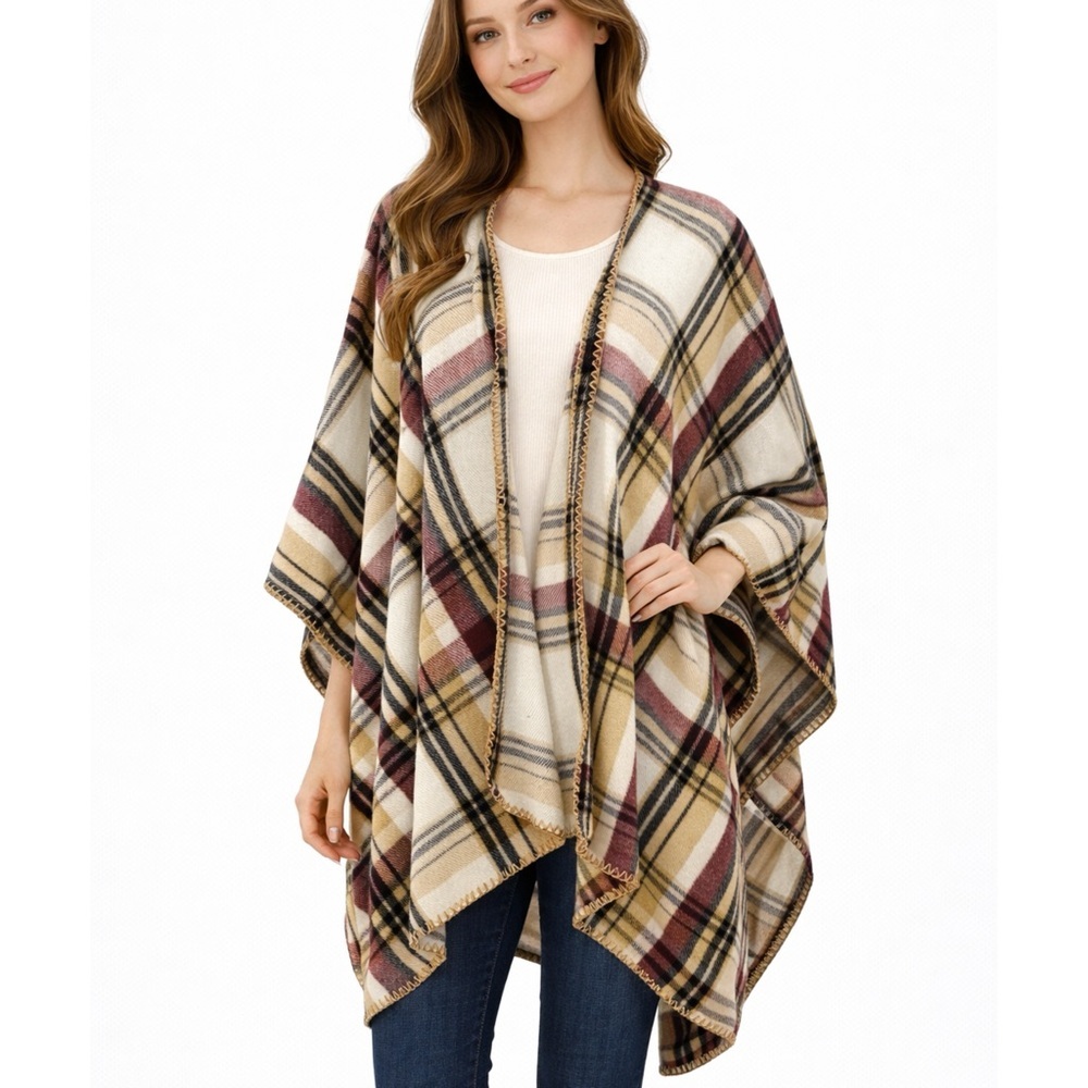 Woolrich plaid poncho